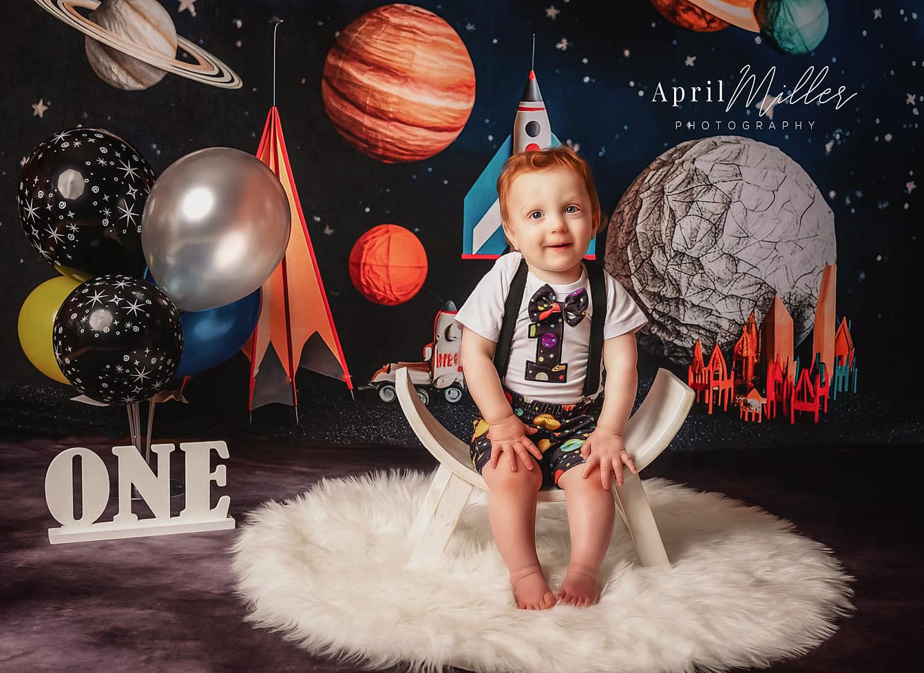 Kate Astronaute Univers Fusée Planètes Toile de fond pour la photographie - Kate Backdrop FR