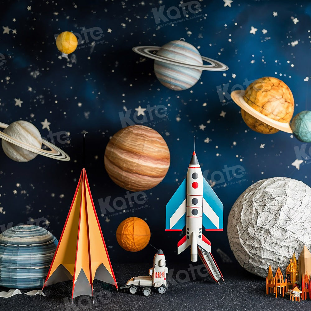 Kate Astronaute Univers Fusée Planètes Toile de fond pour la photographie - Kate Backdrop FR