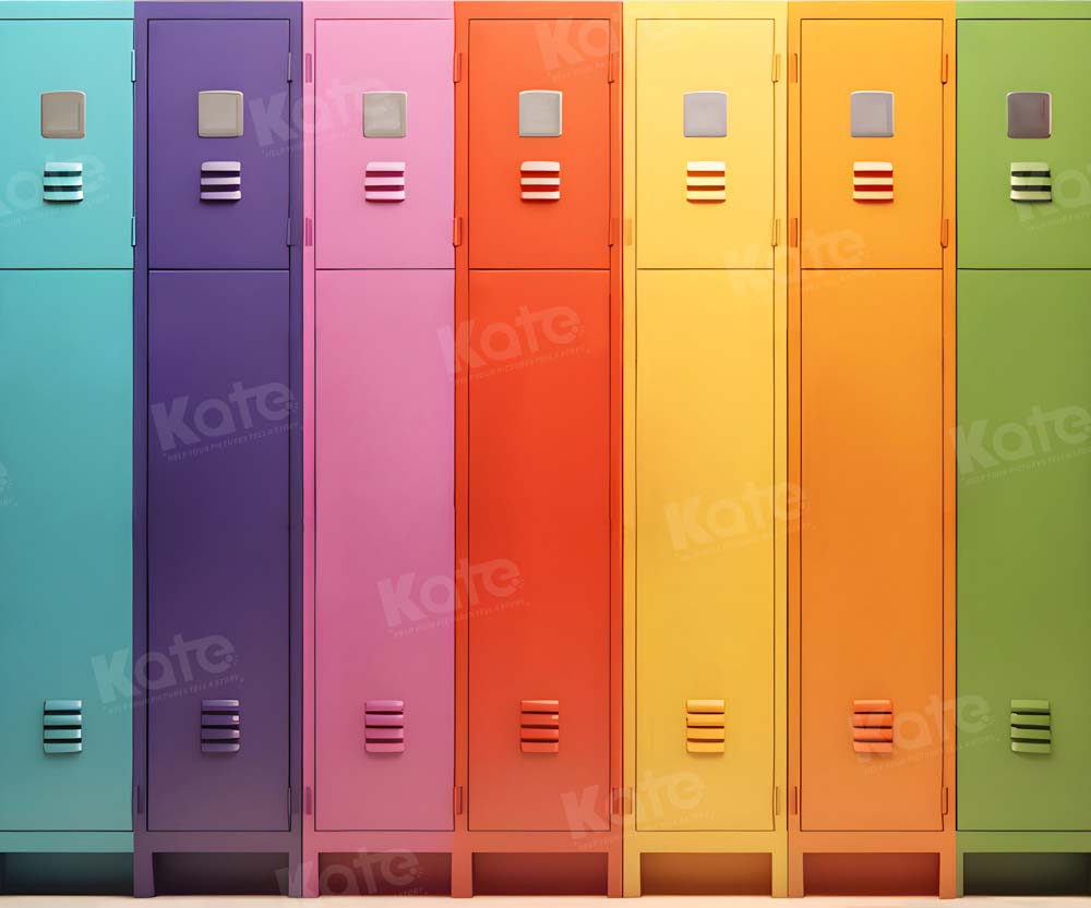 Kate Coloré Armoire Casier Retour à l'école Toile de fond Conçu par Chain Photographie - Kate Backdrop FR