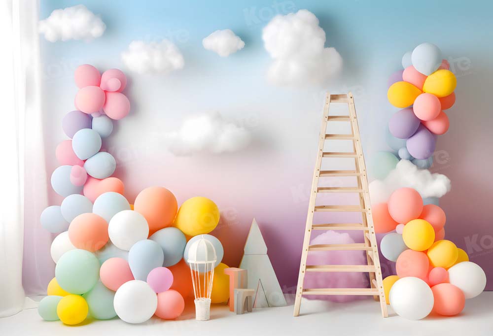 Kate Ballons Nuage Anniversaire Bébé Toile de fond Conçu par Chain Photographie - Kate Backdrop FR