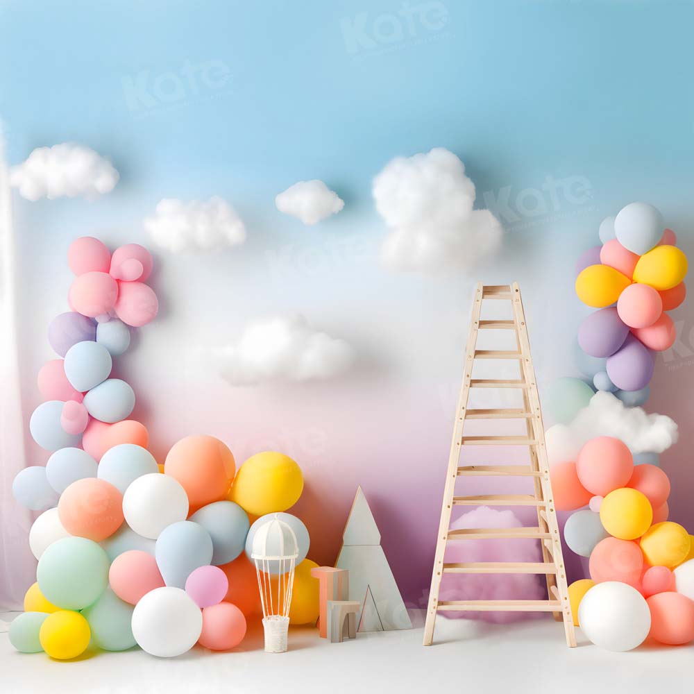 Kate Ballons Nuage Anniversaire Bébé Toile de fond Conçu par Chain Photographie - Kate Backdrop FR