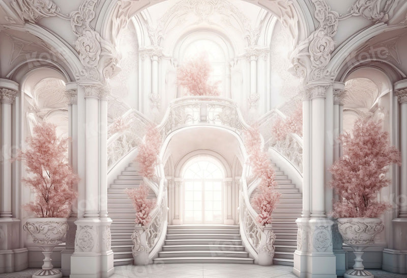 Kate Romantique Château Mariage Blanc Toile de fond pour la photographie - Kate Backdrop FR