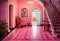 Kate Mode Poupée Rose Escalier Intérieur Toile de fond pour la photographie - Kate Backdrop FR