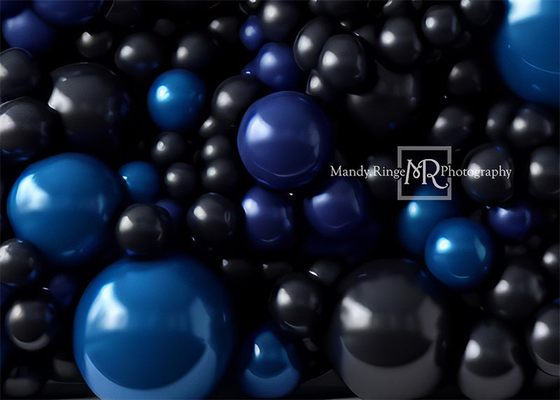 Kate Bleu royal Noir Mur de Ballons Toile de fond conçue par Mandy Ringe