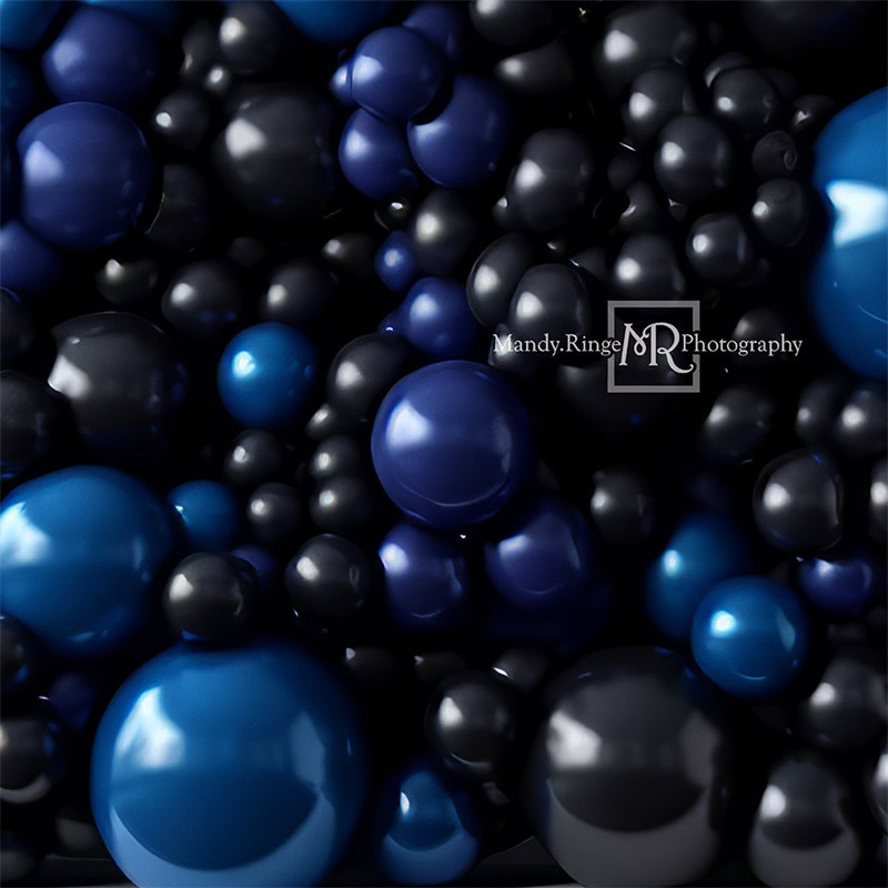 Kate Bleu royal Noir Mur de Ballons Toile de fond conçue par Mandy Ringe - Kate Backdrop FR