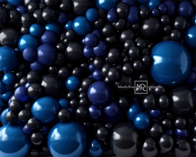 Kate Bleu royal Noir Mur de Ballons Toile de fond conçue par Mandy Ringe - Kate Backdrop FR