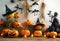 Kate Halloween Citrouille Paille Chauve-souris Toile de fond Conçu par Chain Photographie - Kate Backdrop FR