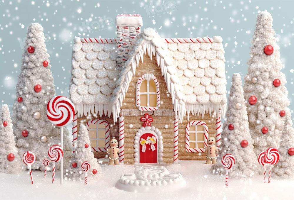 Kate Bonbons Neige Maison de pain d'épice Toile de fond Conçu par Chain Photographie - Kate Backdrop FR