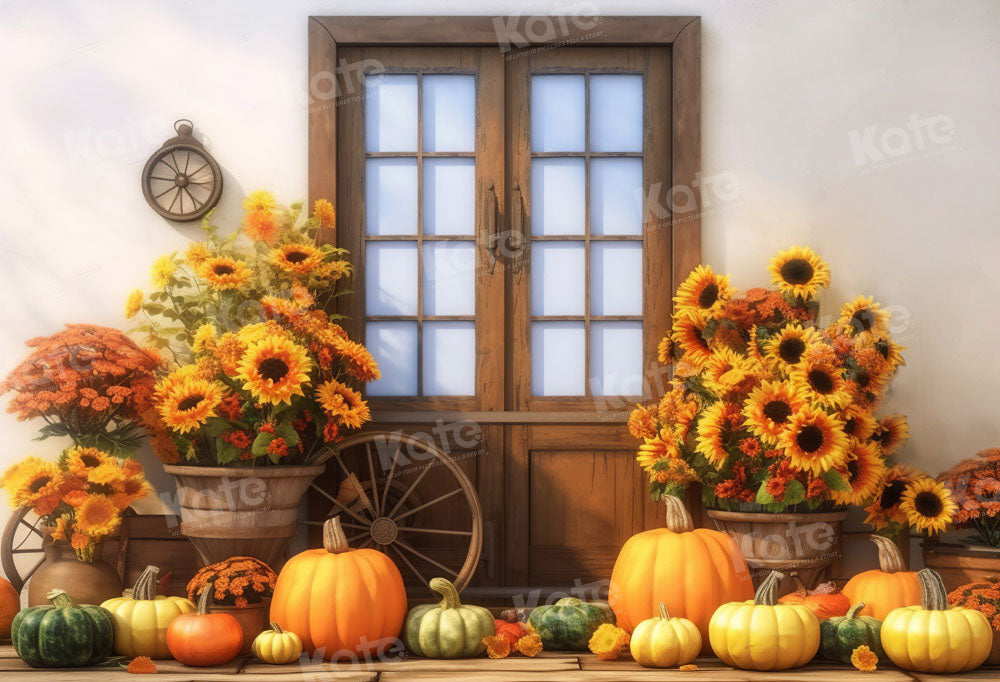 Kate Automne Citrouille Tournesol Toile de fond Conçu par Chain Photographie - Kate Backdrop FR