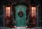Kate Noël Porte Verte Nuit Rue Toile de fond pour la photographie - Kate Backdrop FR