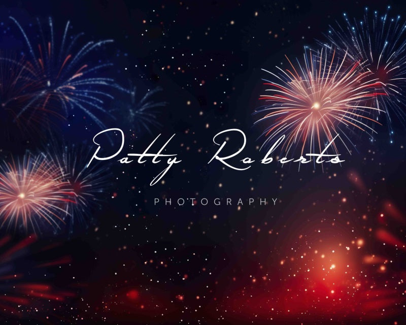 Kate 4 juillet Feux d'artifice Nuit Toile de fond Conçu par Patty Robert - Kate Backdrop FR