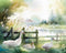 Kate Vue Campagne Oie Printemps Toile de fond Conçu par Patty Robert - Kate Backdrop FR
