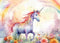 Kate Arc-en-ciel Licorne Fleurs Toile de fond Conçu par Patty Robert - Kate Backdrop FR