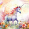 Kate Arc-en-ciel Licorne Fleurs Toile de fond Conçu par Patty Robert - Kate Backdrop FR