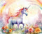 Kate Arc-en-ciel Licorne Fleurs Toile de fond Conçu par Patty Robert - Kate Backdrop FR