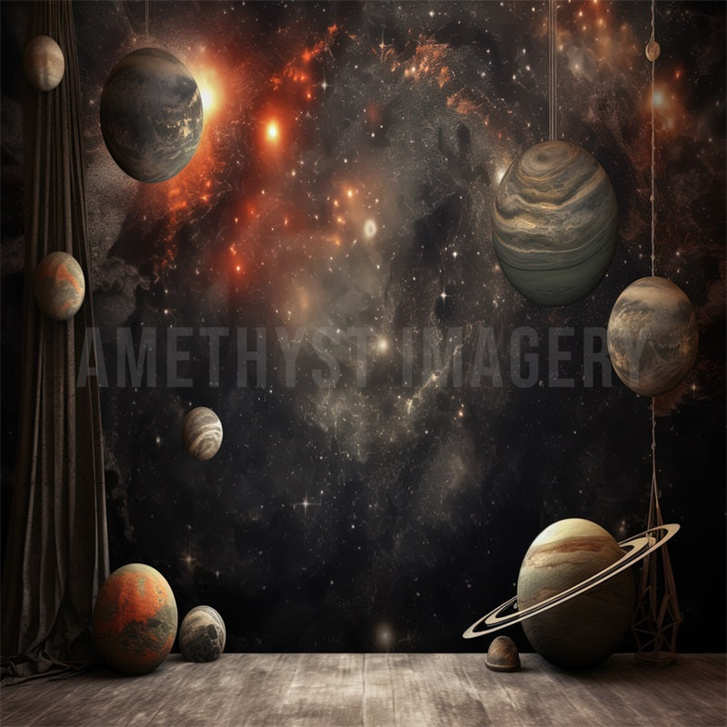 Kate Planètes Scène Univers Gris Toile de fond conçu par Angela Marie Photographie