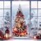Kate Sapin de Noël Blanc Fenêtre Neige Toile de fond Conçu par Chain Photographie - Kate Backdrop FR