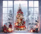 Kate Sapin de Noël Blanc Fenêtre Neige Toile de fond Conçu par Chain Photographie - Kate Backdrop FR