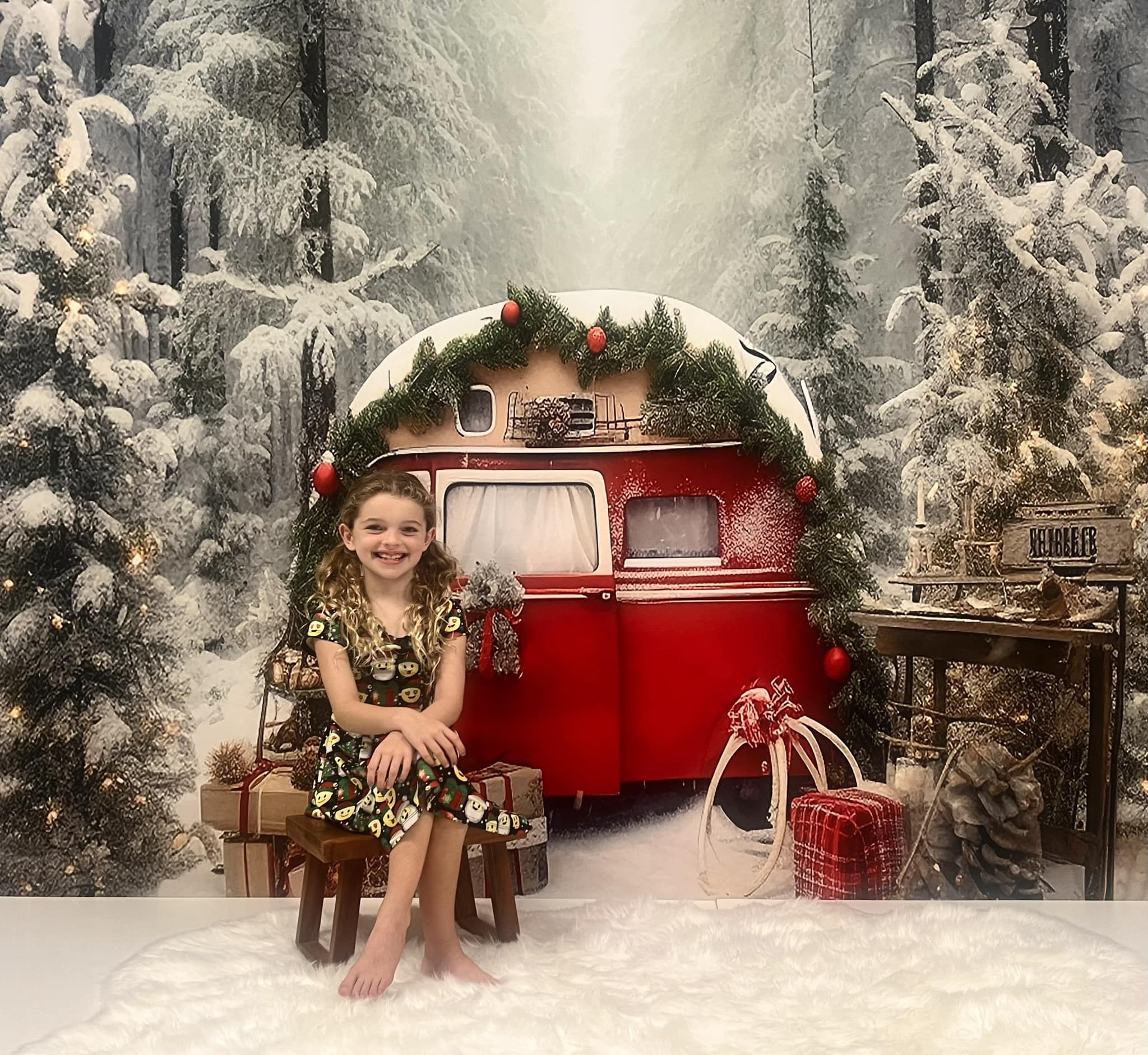 Kate Noël Voiture Rouge Cadeaux Arbres Toile de fond pour la photographie - Kate Backdrop FR