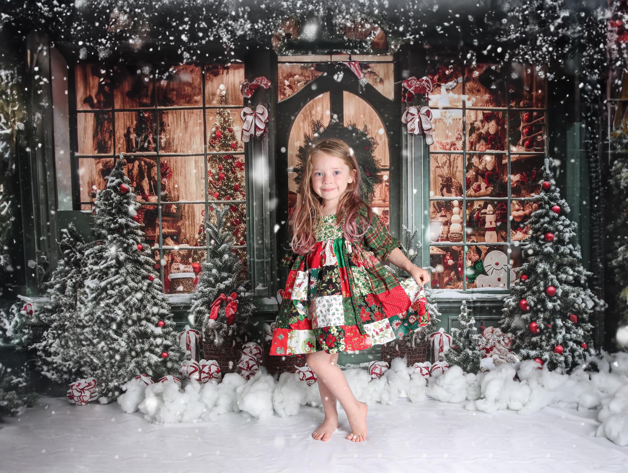 Offres Éclair Kate Sapin de Noël Boutique Neige Toile de fond en Laine pour la photographie - Kate Backdrop FR