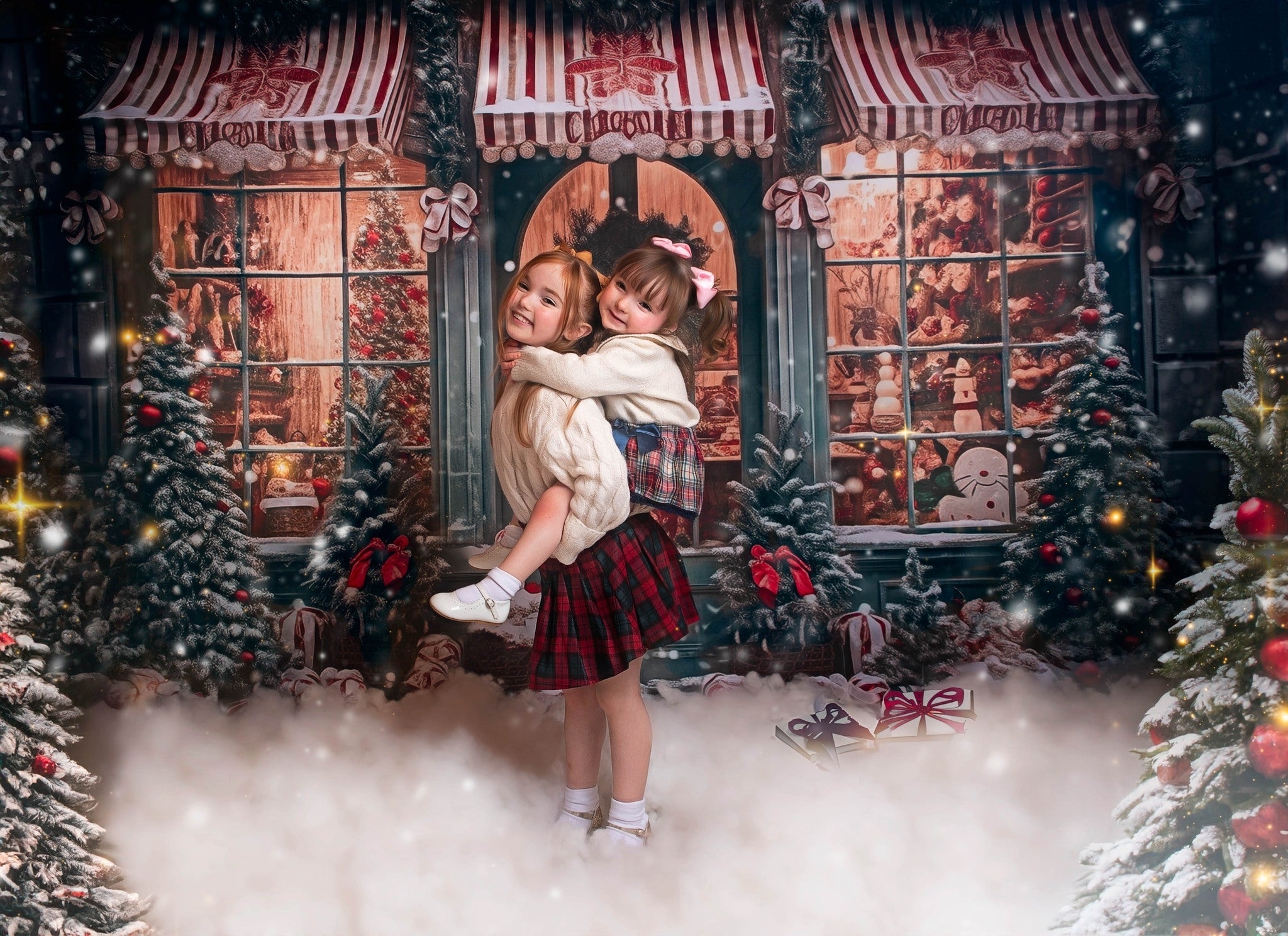 Offres Éclair Kate Sapin de Noël Boutique Neige Toile de fond en Laine pour la photographie - Kate Backdrop FR