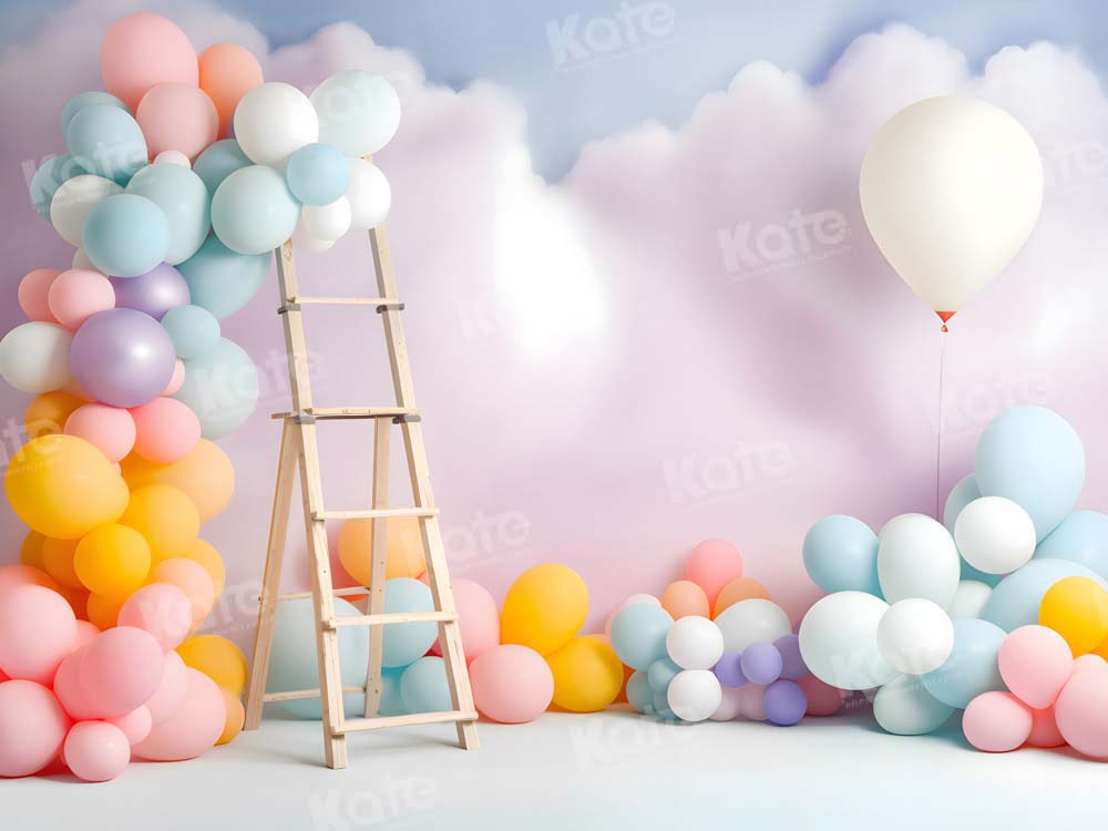 Kate Ballons Été Anniversaire Nuage Toile de fond en Laine Conçu par Chain Photographie - Kate Backdrop FR
