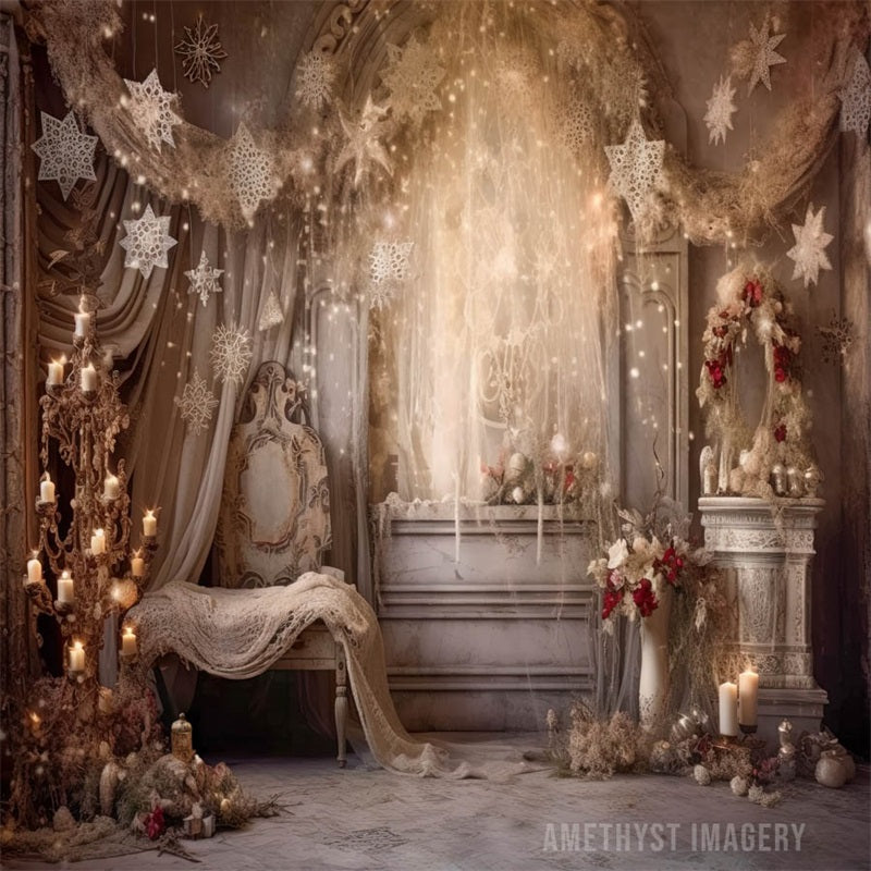 Kate Vintage Floral Neige Chambre Toile de fond conçu par Angela Marie Photographie - Kate Backdrop FR
