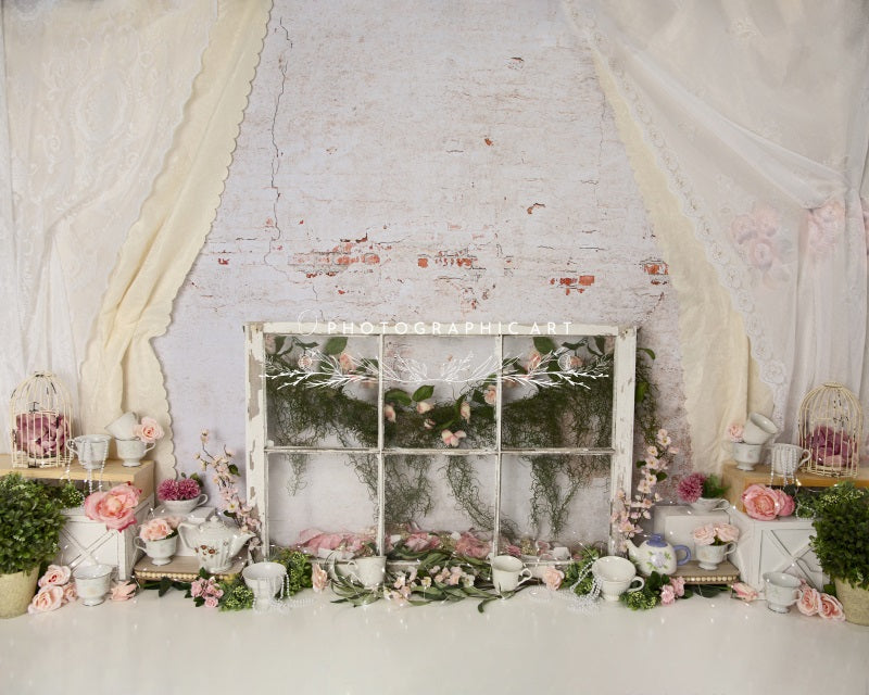 Kate Dentelle Vintage Mur de briques Toile de fond conçue par Jenna Onyia - Kate Backdrop FR