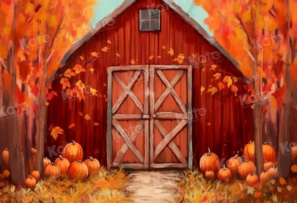 Kate Grange Automne Citrouilles Rouge Toile de fond Conçu par Chain Photographie - Kate Backdrop FR