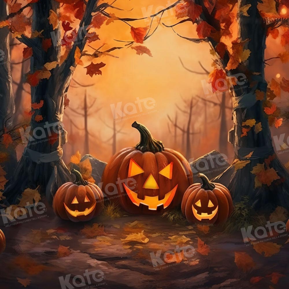 Kate Halloween Citrouilles Automne Forêt Toile de fond Conçu par Chain Photographie - Kate Backdrop FR