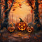 Kate Halloween Citrouilles Automne Forêt Toile de fond Conçu par Chain Photographie - Kate Backdrop FR
