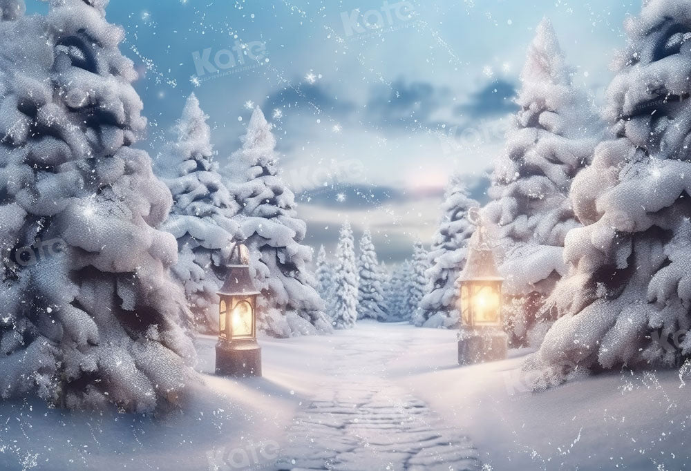 Kate Neige Hiver Arbres Route Toile de fond Conçu par Chain Photographie - Kate Backdrop FR