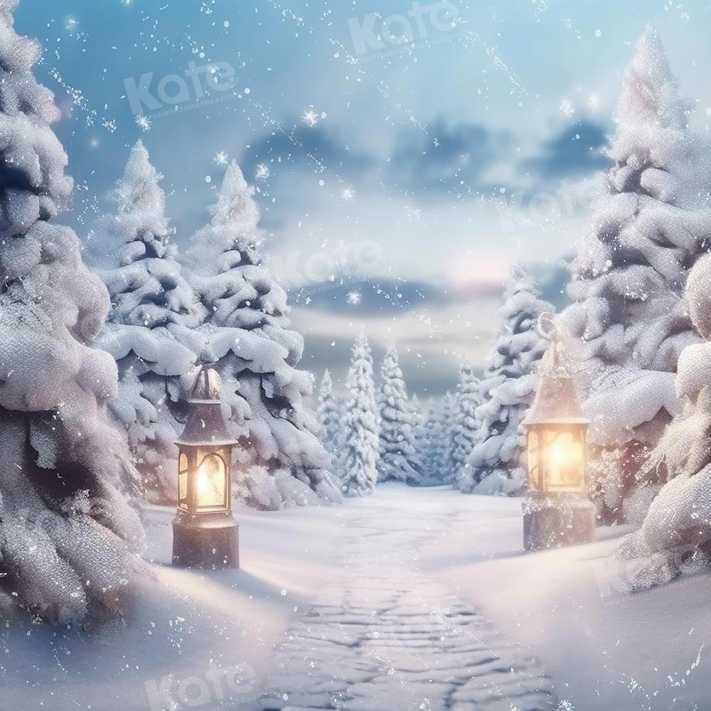 Kate Neige Hiver Arbres Route Toile de fond Conçu par Chain Photographie - Kate Backdrop FR