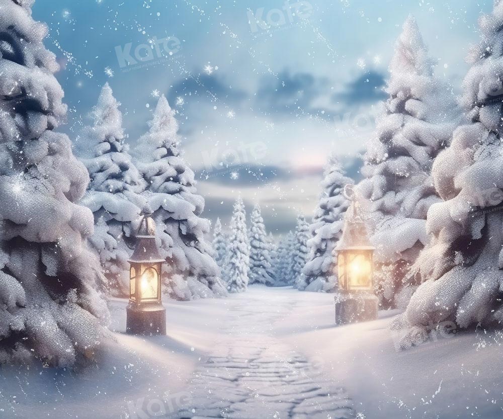 Kate Neige Hiver Arbres Route Toile de fond Conçu par Chain Photographie - Kate Backdrop FR