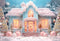 Kate Maison de pain d'épice Noël Rose Bleu Toile de fond Conçu par Chain Photographie - Kate Backdrop FR
