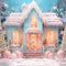 Kate Maison de pain d'épice Noël Rose Bleu Toile de fond Conçu par Chain Photographie - Kate Backdrop FR