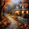 Kate Automne Citrouilles Chemin Maison Toile de fond Conçu par Chain Photographie - Kate Backdrop FR