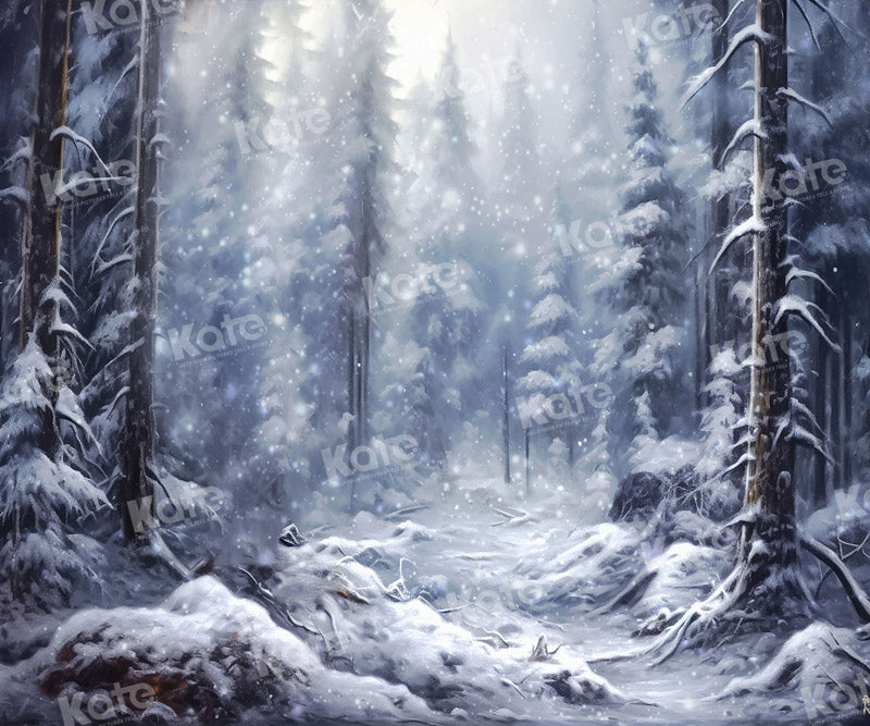 Kate Hiver Extérieur Neige Forêt Arbre Toile de fond pour la photographie - Kate Backdrop FR