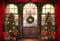 Kate Sapin de Noël Fenêtre Rideau Rouge Toile de fond Conçu par Chain Photographie - Kate Backdrop FR