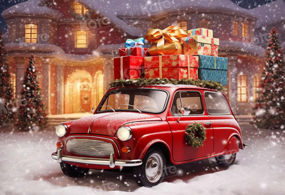 Kate Voiture Rouge Noël Cadeaux Toile de fond Conçu par Chain Photographie - Kate Backdrop FR