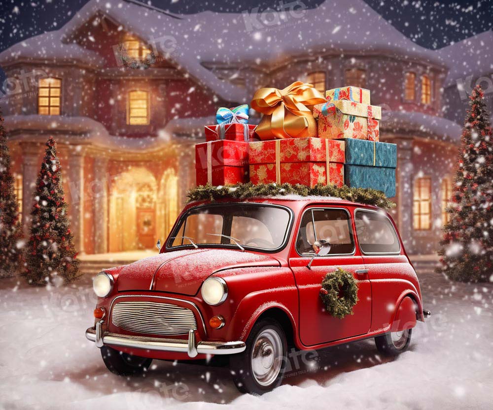 Kate Voiture Rouge Noël Cadeaux Toile de fond Conçu par Chain Photographie - Kate Backdrop FR