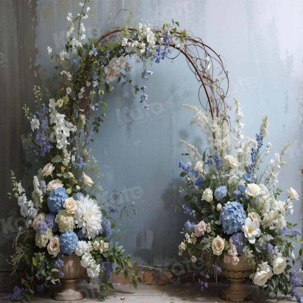 Kate Mariage Arche de Fleurs Bleu Toile de fond Conçu par Chain Photographie