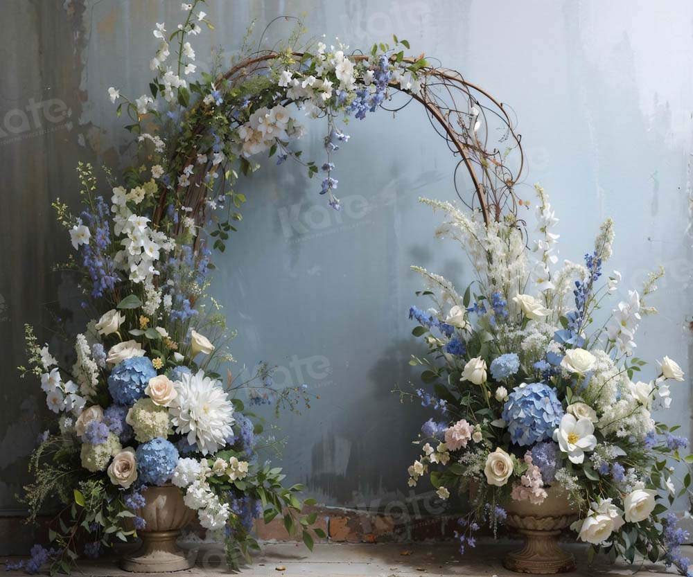 Kate Mariage Arche de Fleurs Bleu Toile de fond Conçu par Chain Photographie