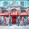 Kate Bleu Rouge Noël Maison Toile de fond conçue par Mini MakeBelieve - Kate Backdrop FR