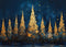 Kate Bleu Doré Arbre Peint Toile de fond conçue par Mandy Ringe - Kate Backdrop FR