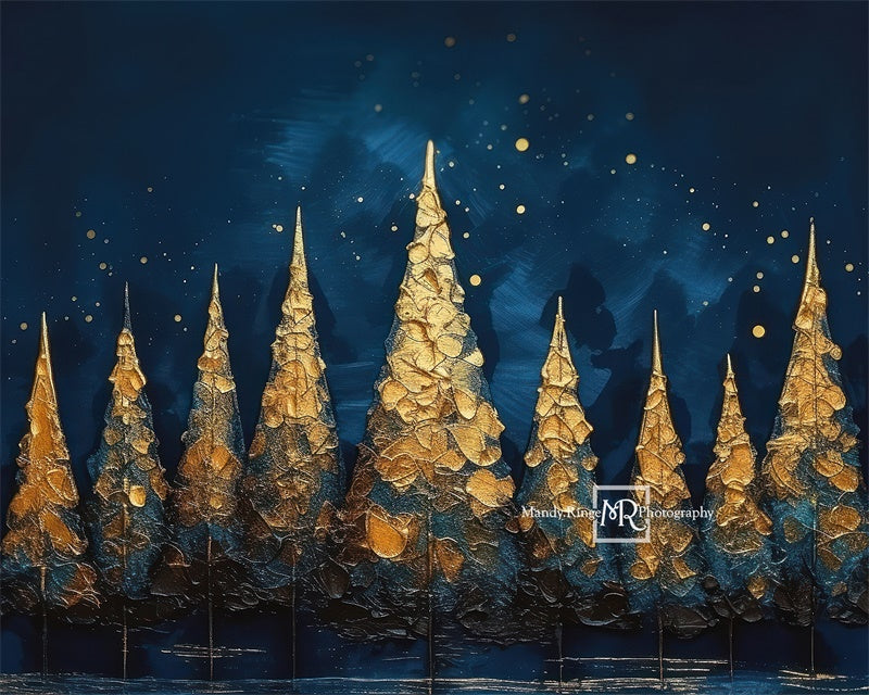 Kate Bleu Doré Arbre Peint Toile de fond conçue par Mandy Ringe - Kate Backdrop FR