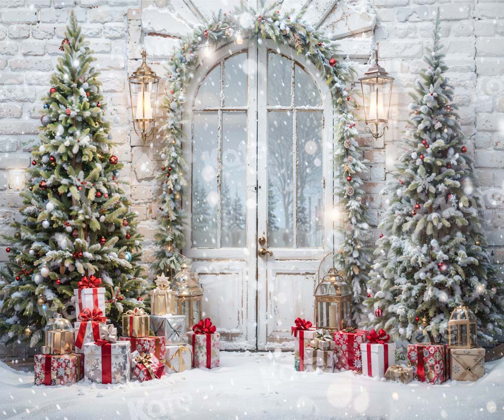 Offres Éclair Kate Noël Arbres Neige Porte Toile de fond en Laine conçu par Emetselch - Kate Backdrop FR