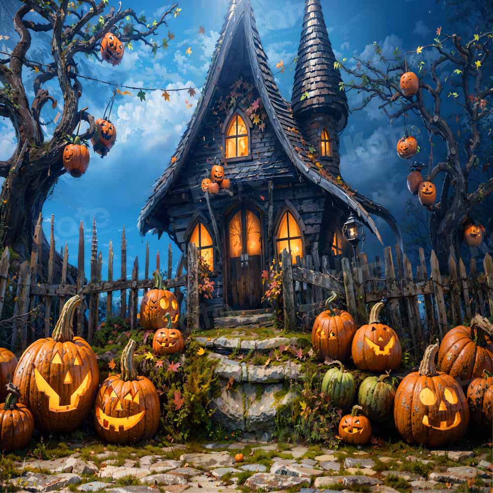 Kate Halloween Citrouille Château magique Toile de fond Conçu par Chain Photographie - Kate Backdrop FR