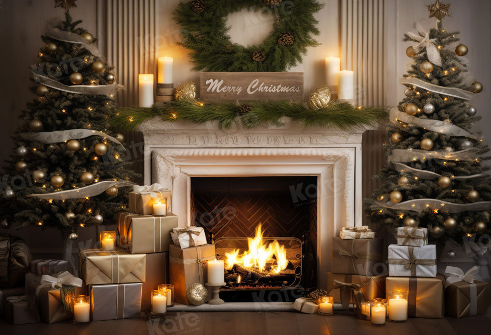 Kate Noël Cheminée Cadeaux Arbres Toile de fond conçu par Emetselch - Kate Backdrop FR