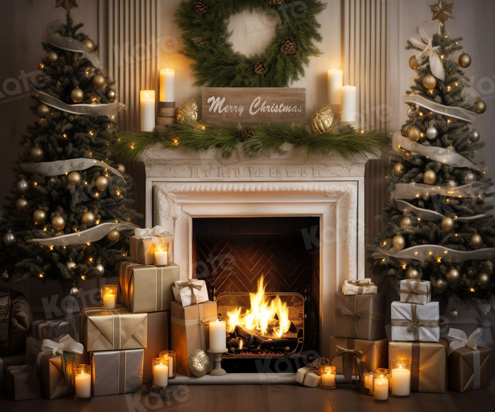 Kate Noël Cheminée Cadeaux Arbres Toile de fond conçu par Emetselch - Kate Backdrop FR